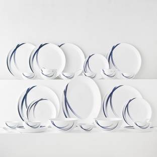 Larah by Borosil Pack of 33 Opalware Indigo Stella Dinner Set