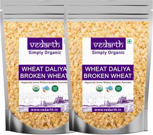 Vedarth Combo of 2 Organic Daliya / Broken Wheat (500 Gram Each Pack)