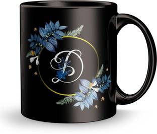 Gift4You D - Letter Ornaments And Flower Design print gift for Wife spacial Birthday Gift, Valantine day gift, anniversary gifts Ceramic Coffee Mug