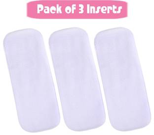 WAHHSON High Quality 5 Layer Cotton Microfiber Charcoal Insert Liner Reusable Washable Cotton Diaper Nappy Inserts for Baby Cloth Diapers (Pack of 3)