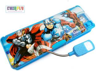 CHIRPLY Magnetic Pencil Box for Girls & Boys 2-Sided Cartoon Printed AVENGERS Box for School,, Birthday Gift for Kids Art Plastic Pencil Box