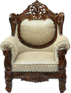 W.S.HANDICRAFTS Solid wood sofa (Pure Teak (Sagun) in carving design Filling Material- Foam Fabric 1 Seater  Sofa