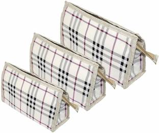 Dabboo ji beige checks Travel Toiletry Kit