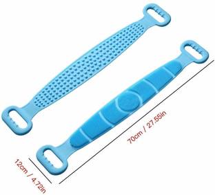 Saleh Dual Sided Silicone Shower Bath Belt Back Scrubber Brush and Massager Foot/Sole Cleaner Shower Bath Belt-BLUE