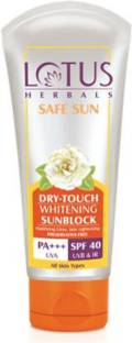 LOTUS HERBALS Sunscreen - SPF 50 PA+++ Herbals Safe Sun Dry-Touch Whitening Sunblock - SPF 40 PA+++ (100 g)