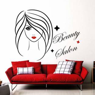 किकविक्स Large Beauty salon girl wall sticker Sticker (Pack of 1)