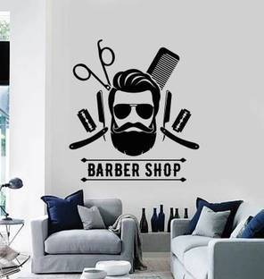 KICKWIX Large Barber shop wall sticker/ Hair salon wall sticker/ Men salon wall sticker Sticker (Pack of 1)