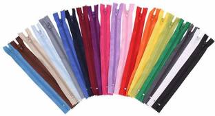 PMW Polyester Auto-Lock 8-inches Zip for Pants, Multicolour - Set of 60 Multicolor Synthetic Open-ended Zipper