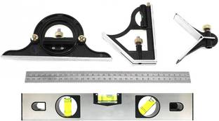 Mass Pro 12" (300mm) Sprit Level + Combination Protractor Tri- Square Angle Ruler Machinist Measuring Tool Set Combination Square