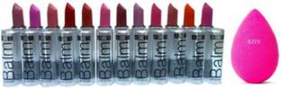 AVEU Sponge and Combo Balm Matte Lipstick - Set Of 12 (13 Items in the set)