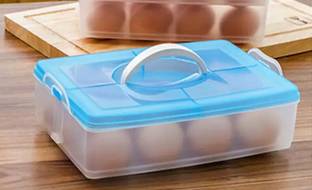 FosCadit Unbreakable Egg Box, Egg Holder, 12 Grid Egg Box Container Holder Tray for Fridge with Lid for 1 Dozen 12 Eggs - Multicolor (12 Grid - 1 Layer)  - 1 dozen प्लास्टिक अंडा डब्बा