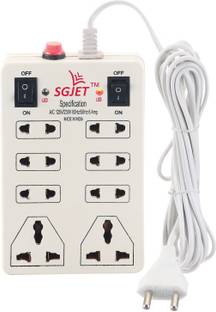 SGJET 8 SOCKET 2 SWITCH MINI STRIP 6 A Three Pin Socket