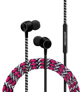CROSSLOOP PRO Series Braided Tangle Free Designer Earphone with Metallic Driver for Extra Bass, in-Line Mic & Multi-Functional Remote with Voice Command Support, 3.5mm Universal Jack (Pink & Blue) Wired