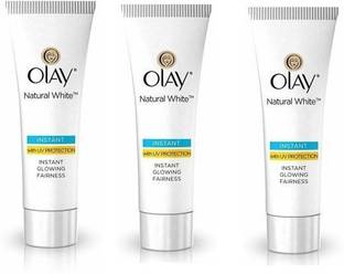 OLAY NATURAL WHITE INSTANT GLOWING FAIRNESS CREAM 20 G EACH PACK OF 3