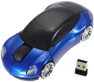 microware Wireless Computer Mouse 2.4GHz Wireless 3D Sports Racing Car Shaped Optical PC Mouse USB Laptop Tablet Mouse Computer Cordless Gaming Mouse for Home Office (Blue) Wireless Optical  Gaming Mouse