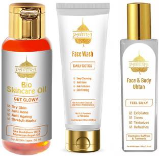 PavitraPlus Total Skincare Kit with Antimarks Oil Instant Glow Ubtan and Detox Facewash