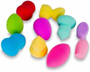 Connectwide Makeup Premium Beauty Sponge Blender Puff - LATEX-FREE Multipurpose Shape and Colours - Set of 9