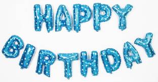 Aone Printed Cute Blue Alphabet Letters foil Balloons Happy Birthday Foil Balloons Party Decoration Foil Balloons 13 Letters, 16" Balloon