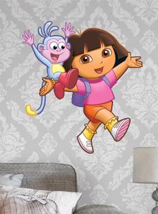 BALKRISHNA WALL STICKER 72 cm MONKEY & GRIL THEM Self Adhesive Sticker