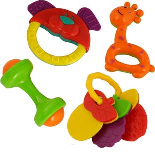 PRIMEFAIR Non Toxic Baby Toys Rattle Set Of 4 Pieces For Infants And Toddler (Multi Color) Rattle