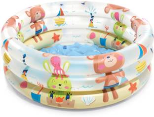 TOYTUS Inflatable Baby Pool Bath Water Tub for Kids (2 feet) 0-3 Years (Multi Colour) Inflatable Swimming Pool (Multicolor) Inflatable Swimming Pool (Multicolor)
