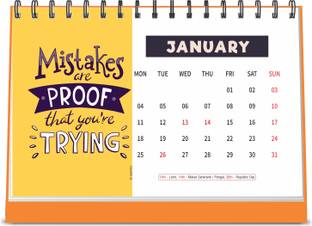 ESCAPER Mistakes are Proof 2021 Motivational Table Calendar (A5 Size - 8.5 x 5.5 inch - 12 Pages Month Wise), Desk Calendar 2021 2021 Table Calendar