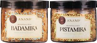 ANAND Indian Biscuits - Badamika,Pistamika Combo Pack. Pure Butter and Superior Nuts Cookie Biscotti Biscuit
