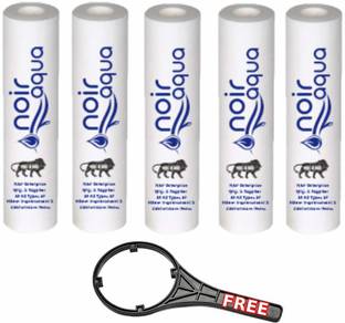 Noir Aqua 5pcs PP Spun Filter Cartridge Candle + 1 Spanner (10 Inch, 5 Micron, 90 Gram) | Suitable For All Types Of Ro Water Purifier Solid Filter Cartridge Solid Filter Cartridge