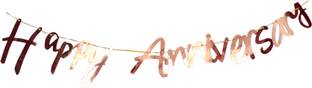 Juneja Enterprises Happy Anniversary Rosegold Banner Banner