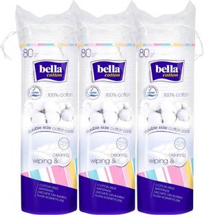 Bella Cotton Round Pads 80PCS Each (3 PKT)