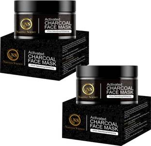 Nuerma Science Pure Clay Charcoal Face Mask for Dull Skin to Detox & Brighten Skin (Pack of 2)