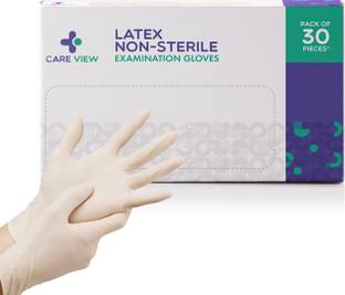 careview 30 Pcs Latex Medical Examination Hand Gloves, Non Sterile and Less Powdered Latex Surgical Gloves