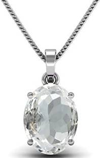 RATAN BAZAAR White sapphire stone Pendant 4.00 carat stone White sapphire Semi Precious stone Lab Certified for unisex Silver Sapphire Stone Pendant