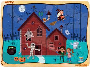 Webby Haunted House Wooden Jigsaw Puzzle, 40pcs