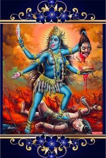 god & god's 46 cm Kali Maa Sparkle Lamination Sticker Self Adhesive Sticker