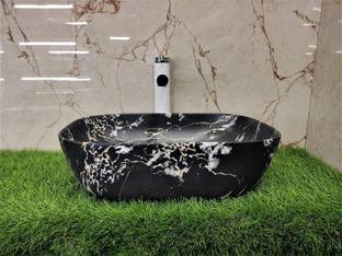 Tap & Tile Most Art Wash Basin Countertop, Tabletop MOST Bathroom Sink/Basin(Black Marble) (matt Finish)(455x325x145mm) Table Top Basin