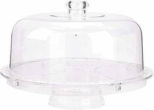 SONANI 3-in-1 Acrylic Cake Stand with Dome Cover Lid Multi-Functional Serving Platter and Cake Plate - Use as Cake Holder,Salad Bowl,Punch Bowl,Veggie,Desert Platter,Nachos,Salsa Plate Acrylic Cake Server