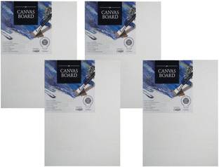 Definite Fine Art White 8 X 10 inches Canvas Board Ideal For Oil Color, Acrylic Painting and Gesso 3D Art For Students, Artist and Professionals; Cotton Medium Grain Board Canvas (Set of 4)