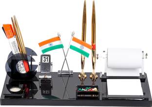 GREATDIO 4 Compartments Cast Acrylic Desk Supplies Organisers