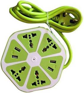 UMORK Hexagon Socket with USB Charger, 4-Outlet with 4-USB Power Socket Extension Board with Cord 4  Socket Extension Boards