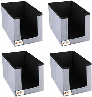 SH NASIMA MANUFACTURER Shirt Stacker S NSIMA Storage Box Shirt Stacker GREY/BLACK Wardrobe Organizer for Cloth Storage PACK OF 4 35634