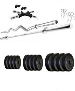 DreamFit 50 kg 50Kg PVC weights with Straight, Curl and Dumbbell Rods Home Gym Combo