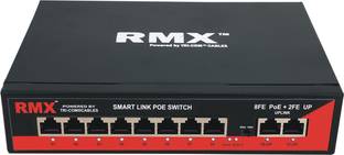 RMX HCI® 8-Port Fast Ethernet PoE Switch Support 10/100M with 2-Port FE Network Uplink Port 802.3af/at Built-in DC48V Power Supply 820ft 250m Data Transmission (8 Port PoE Switch) WiFi Range Extender 2.4 GHz 10100 Mbps Wifi Speed Tri Band Internal Antenna Ethernet (Cable Broadband)