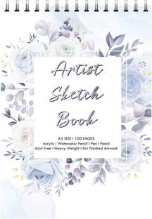 paper pebbles White Lotus Leaf Pattern Sketch Book for Arts and Drawing 100 Pages 150 GSM Size A4 Sketch Pad