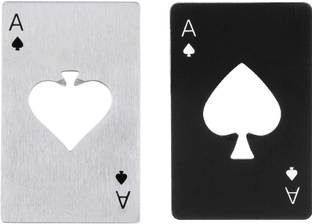 PRO365 Casino Poker Bottle/Bar/Beer/Soda Steel Opener Card Size Black & White Opener Combo ace card bottle opener Bottle Opener Set