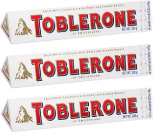 Toblerone White Chocolate With Honey and Almond Nougat (Imported) Bars