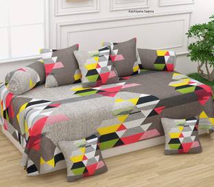 Rabhnoor Polycotton Geometric Diwan Set