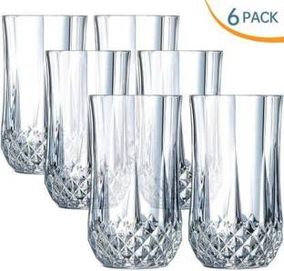 SKCart (Pack of 6) Drinking Glasses Set of 6- 12.5 CM Highball Glasses Crystal Glass Tumblers for Water, Juice, Beer, Wine, Cocktails, Whiskey Glass Set Water/Juice Glass
