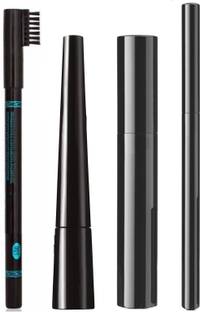 NYN HUDA EyeLiner + Colossal Kajal + HyperCurly Mascara + MN EyeBrow Pencil (4in1) ( Design May Vary)