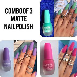 Cemera High Shine Ice Matte Nail Polish | Sea Green | Pink | Violet | Pack Of 3 , 7ml * 3 Multicolor
